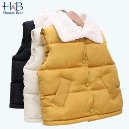 Humour Bear Children Vest Autumn Winter Sleeveless VNeck Solid Casual Baby Velvet Warm Kids Coat 231220