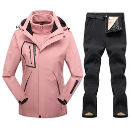 Women Ski Suit Waterproof Snow Fleece Jacket Pants Female Snowboard Sets Women's Winter Sports Warm Breathable Skiing Outfits 231220