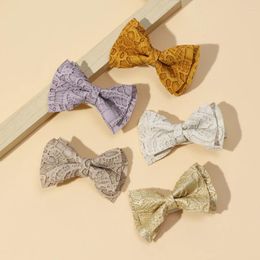 Hair Accessories Baby For Born Toddler Kids Girl Boy Hairbands Double Layer Leather Bow Clip Solid Color Accessorie