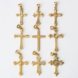 Stainless Steel Popular Simple 18K Gold Multi-cross Pendant Necklace Titanium Steel DIY Jewellery Accessories Gifts