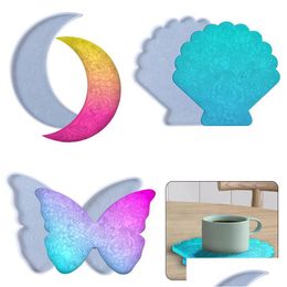 Moulds Resin Moulds Moon Shell Butterfly Shape Sile Handmade Coaster Crescent Epoxy Craft Decor Mod Drop Delivery Jewellery Jewe Dhgarden Dhik6