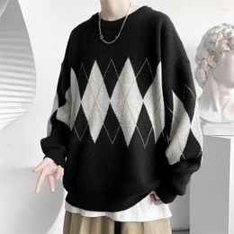 Men's Jackets Striped Contrast Color Sweater Oversized Loose Y2K Fashion Knitted Jumper Couple Vintage Casual Long Sleeve Pullover Tops