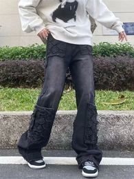 Черные мужские джинсы Y2k с несколькими карманами в американском стиле High Street Retro Джинсы-карго в стиле хип-хоп в стиле пэчворк Уличная одежда для мужчин и женщин 231220