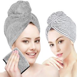 2PCS Microfiber Hair Towel Quick Drying TowelsTurban Wrap Super Absorbent Twist Turban Dry Hair Caps with Double Buttons 231221