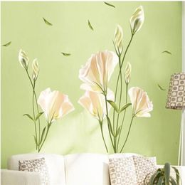 Lily Flowers Wall Sticker On The Wall VinYl Wall Stickers Gome Decor Bedroom Backdrop Wall Decals311l