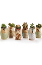 1Pcs Lovely Ceramic Mini Pot Desk Planter For Succulent Plant Bonsai Flower Cactus Owl Pot Gifts For Women Girls Boys Kids Y03144429339