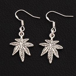 Maple Leaf Dangle Chandelier Earrings 925 Silver Fish Ear Hook 30pairs lot E360 37 6x15 6mm331E