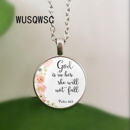 Psalms 46 5 Bible verses God is within her She will not fall Nursery verse necklace Fashion Jewellery Religion Christian pendant230n