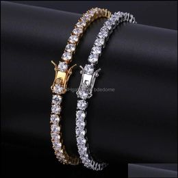 Tennis Bracelets Jewellery 5Mm 4Mm M Iced Out Diamond Bracelet Zirconia Triple Lock Hiphop 1 Row Cubic Mens Drop Delivery 2021 87Ghn282B