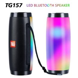 Speakers TG157 LED Flashing Light Speaker Portable With Rope Outdoor Loundspeaker 1200 mAh Fabric Waterproof Subwoofer FM Radio