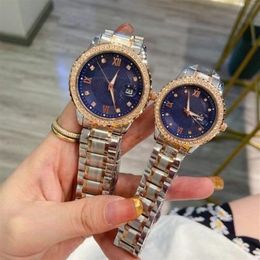 Dresses lovers' Men Women Watches Top Brand Designer Diamond Wristwatches Full Stainless Steel band Quartz Watch gift for man274c