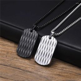 Pendant Necklaces KOTiK Fashion Mens Dog Tag Punk Vintage Stainless Steel Geometric Collar Birthday Jewellery Gifts