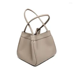 Evening Bags 2024 Casual Soft Leather Small Square Bucket Bag Armpit Handbag