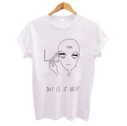 Polyester TShirt Women Summer Tees Tops Harajuku But Is It Art Tee Shirt Ladies Robe White Tees Top Casual T Shirts Female3151257