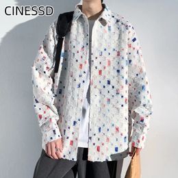 Checkerboard Long Sleeve Shirt College Style Plaid Jacket Men Loose Autumn Fashion Women's Hip Hop Male Couple Coat 231221