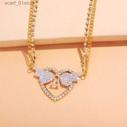 Waist Chain Belts New Fashion Crystal Angel Wing Heart Waist Chain Sweet Bling Rhinestone Belly Chain Party Jewelry Gifts 231221