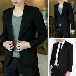 Men's Suits Lapel Long Sleeve Flap Pockets Buttons Closure Men Blazer Spring Autumn Solid Color Suit Jacket