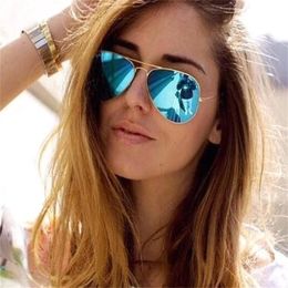 New Without Box Designer Sunglasses For Women Fashion Mens Glasses Aviator Blue Mirrored Beach Vacations Aviators Mirrored Sunglasses