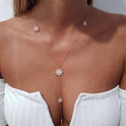 2021 new style sexy star charm y shape long necklace for women lady tiny chain wedding necklace in gold silver color Y necklace wh2195