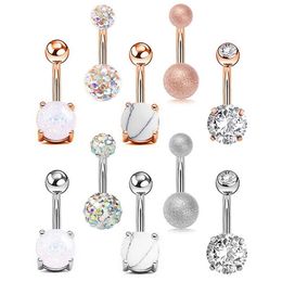 DS82 5pcs Sexy 316L Surgical Steel Bar Belly Button Rings Women Crystal ball Girls Navel Piercing Barbell Earring Stone Body Jewel340G