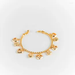 Link Bracelets High Quality Women's Bracelet 24k Gold Plated Geometric Heart Pendant Fashion Jewelry Gifts For Women
