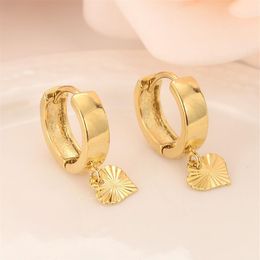 18 k Solid Gold GF Heart drop Earrings Women Girl Love Trendy fashion Jewellery for Europe Eastern kids children gift205j