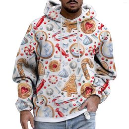 Men's Hoodies Christmas Long Sleeved Printed Hoodie Holiday Hooded Sports Casual Pullover Athletic Tracksuit Male Clothes