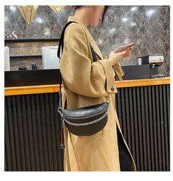 Waist Bags Korean Style Cowhide Messenger Bag For Women Fashionable Simple Small Square