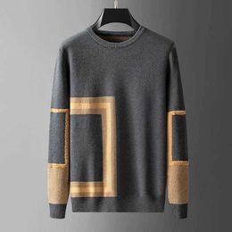 Men's Sweaters 2022 New Fashion Checker Jacquard Sweater Men's Autumn and Winter Soft Warm Round Neck Knitwear Casual High Quality Pullover J231220