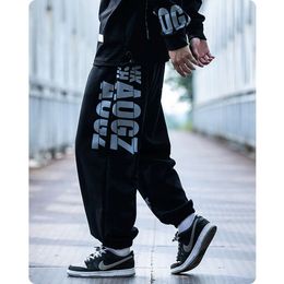 Unisex Autumn Winter Elastic Waist Lettering Leggings Pants Men's Clothes Hiphop High Street Knitted Trousers Oversize Haruku