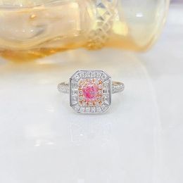 Cluster Rings YM2023 GIA Fine Jewelry Real 18K Gold 0.35ct Pink Diamonds Wedding Engagement Female For Women Ring TX