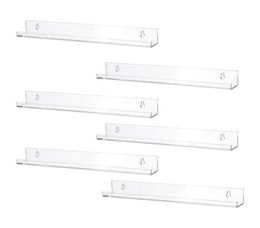 6pcs Clear Acrylic Floating Shelves Storage Invisible Office Bathroom Collectibles Thick Wall Mounted Display Ledge Home Decor Oth3630525