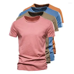 Men's T Shirts Summer Cotton Shirt For Men Casual O-neck T-shirt Tops Tee Quality Solid Color Home Clothes And Daily