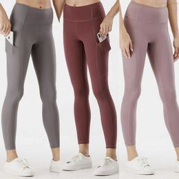 Outfits Lu Align Lu Women Yoga Pant Sport Trousers Fitness Sweatpants Naked Leggings Mid Rise Pockets Yogas Pants Girl Exercise Buttock li