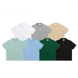 Men's Polos 2023 A Letters Highest Quality Embroidered POLO Shirts Summer And Women's Pure Cotton Round Neck Short Sleeves Men
