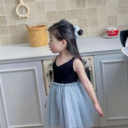 Girl Dresses Summer Girls Dress Cute Sleeveless Strap Mesh Korean Style Baby Clothes