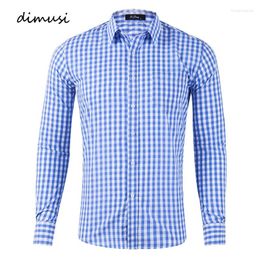 Men's Casual Shirts DIMUSI Autumn Plaid Shirt Fashion Man Cotton Long Sleeve Breasted Classic Gingham Dress Male Clothing