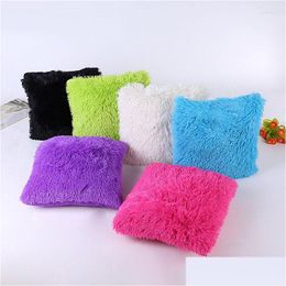 Cushion/Decorative Pillow Pillow 43X 43Cm Plush Faux Fur Ers Decorative Pillowcase Throw For El Home Sofa Car Drop Delivery Home Garde Dhaxg