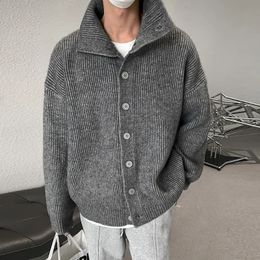 Men Vintage Knitted Jacquard Turtleneck Cardigan Sweater Coat Long Sleeve Casual Buttons Solid Color Coat Winter Clothing 231220