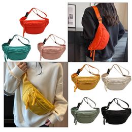 Women Sling Waist Pack Canvas Fashion Running Bag Simple Casual Solid Colour Portable Waterproof Belt 2023 231220