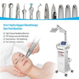 Vertical Newly Upgraded 10 in 1 Hydrodermabrasion +Mesotherapy + PDT LED + Plasma Skin Rejuvenation Bubble Cleaning Nano-scale Repairing Anti-aging Salon