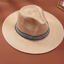 Wide Brim Hats Bucket Hats Summer Fashion Sun Visor Straw Hat Large Brim Anti-UV Sun Protection Cap Adjustable Panama Hat For Men Women Clothing DecorationL231221