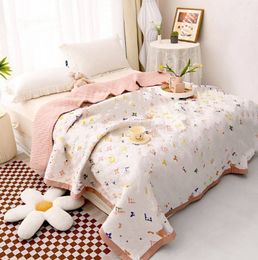 Blanket New Fresh Simple Retro Style Series Washed Cotton Linen Double Layer Yarn Bedspread