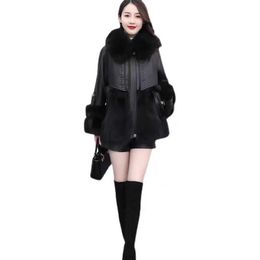 Women's Fur Faux FurGenuine Leather Jacket Womens Winter Sheepskin Allinone Down Lining Luxury Coat Women 220926