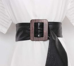 Nonpin Buckle Adjustable Waist Belt Women Black Soft Patent Leather Wide Corset Strap Wide Waistband Belt Cinturon Mujer 2020 Q061873489