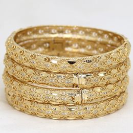 Dubai Bangles For Women Girl rhinestones Jewellery 14k Gold plated Africa luxury Saudi Arab Bracelets Habesha Indian Bride Gift 231221