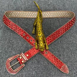 Diamond belts for men designer lady leather belt shiny retro needle buckle silver gold blue red Colour ceinture homme fashion punk mens belt narrow hg046