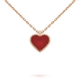 Sweet Heart Pendant Necklace Designer Jewellery love necklaces Four Leaf Clover Sterling Silver Rose Gold Red heart-shaped necklace 270G