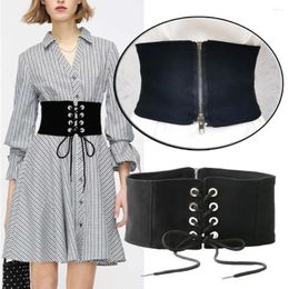 Belts Classic Skirt Dress Coat Casual Wide Elastic Belt Ladies Cummerbands Zipper Corset Band Tied Lace Waistband