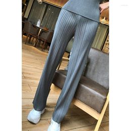 Women's Pants ALSEY Miyake Pleated 2023 Spring And Summer Straight Loose Office Lady Slim Fashion Draped Wide Leg